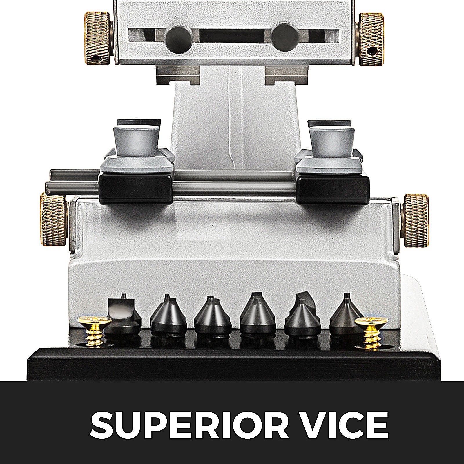 VEVOR watch opener with various tool fittings and adjustable golden knobs.