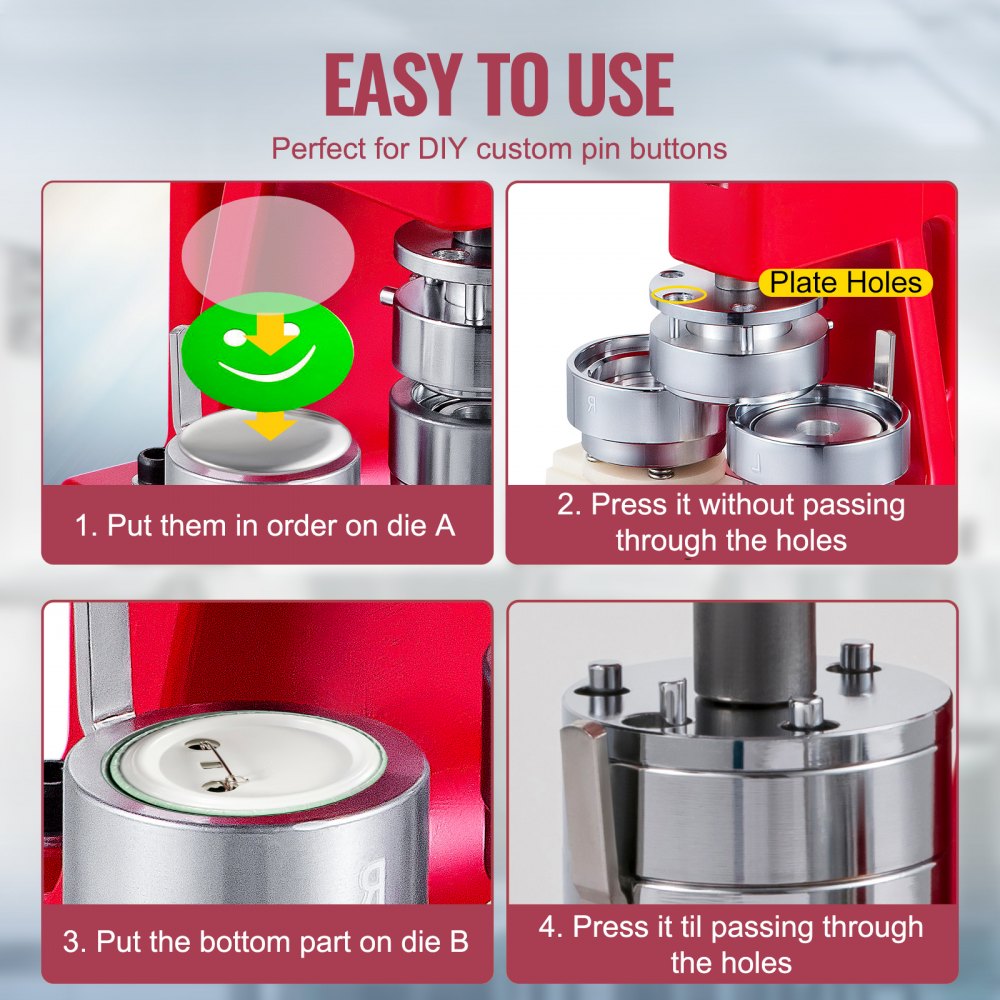 VEVOR button maker: step-by-step guide for making custom pin buttons.