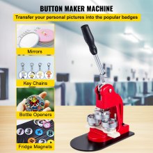 VEVOR Button Maker 2.28 Máquina para hacer botones e insignias Máquina para hacer botones Prensa perforadora con 500 botones 58 mm (500 piezas)