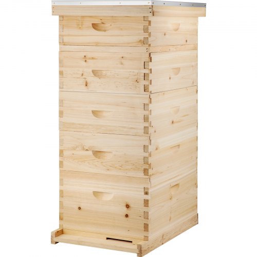 VEVOR 5 Boxes 10-Frame Bee Hive 1 Deep and 4 Medium Box Beehive Frames Langstroth Beehive Box Kit Frames Not Included