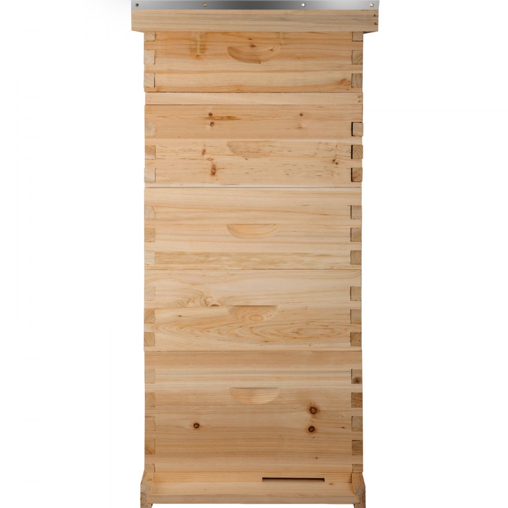 VEVOR 5 Boxes 10-Frame Bee Hive 1 Deep and 4 Medium Box Beehive Frames Langstroth Beehive Box Kit Frames Not Included