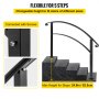 VEVOR Handrails for Outdoor Steps, Fit 1 or 5 Steps Outdoor Stair Railing, Black Wrought Iron Handrail, Flexible Front Porch Hand Rail, Transitional Handrails for Concrete Steps or Wooden Stairs