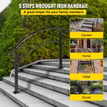 Nastavitelné kované zábradlí VEVOR 5FT Hodí se na 3 kroky venkovní schody/schody