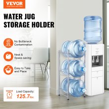 VEVOR 3 Tiers Water Jug Holder Single Row Water Bottle Rack for 3 Bottles Storage Detachable Heavy Duty Water Jug Organizer Stand for Home Office Kitchen Silver, Detachable Water Storage Shelf Organizer for Home Living Room Office