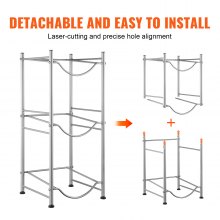 VEVOR - Soporte para jarra de agua de 3 niveles, estante para botellas de agua de una sola fila para 3 botellas, color plateado