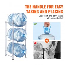 VEVOR 3 Tiers Water Jug Holder Single Row Water Bottle Rack for 3 Bottles Storage Detachable Heavy Duty Water Jug Organizer Stand for Home Office Kitchen Silver, Detachable Water Storage Shelf Organizer for Home Living Room Office