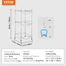 VEVOR 3 Tiers Water Jug Holder Single Row Water Bottle Rack for 3 Bottles Storage Detachable Heavy Duty Water Jug Organizer Stand for Home Office Kitchen Silver, Detachable Water Storage Shelf Organizer for Home Living Room Office