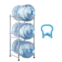 VEVOR 3 Tiers Water Jug Holder Single Row Water Bottle Rack for 3 Bottles Storage Detachable Heavy Duty Water Jug Organizer Stand for Home Office Kitchen Silver, Detachable Water Storage Shelf Organizer for Home Living Room Office