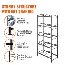 VEVOR 5-Tier Water Jug Holder Double Row Water Bottle Rack for 10 Bottles Black