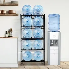 VEVOR 5-Tier Water Jug Holder Double Row Water Bottle Rack for 10 Bottles Black