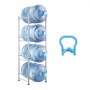 VEVOR 4 Tiers Water Jug Holder Single Row Water Bottle Rack for 4 Bottles Silver, Heavy Duty Water Dispenser Rack with 4 Slots for Gallon Jugs, Detachable Water Storage Shelf Organizer for Home Living Room Office