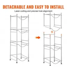 VEVOR 4 Tiers Water Jug Holder Single Row Water Bottle Rack for 4 Bottles Silver, Heavy Duty Water Dispenser Rack with 4 Slots for Gallon Jugs, Detachable Water Storage Shelf Organizer for Home Living Room Office