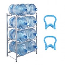 VEVOR - Soporte para jarra de agua de 4 niveles, doble fila, para 8 botellas, color plateado