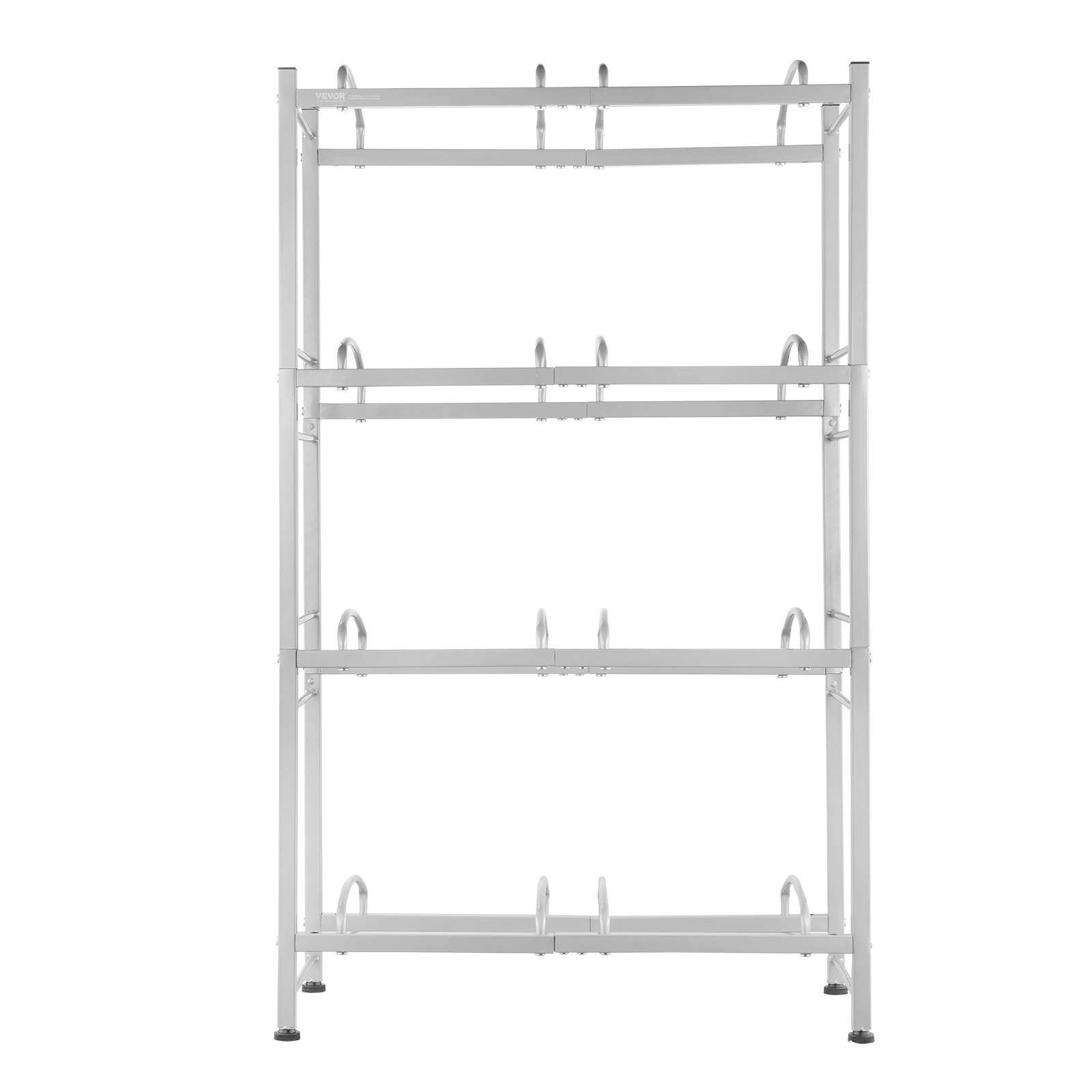 VEVOR 4 Tiers Water Jug Holder, 5 Gallon Water Bottle Holder, Double Row Water Bottle Rack for 8 Bottles, Heavy Duty Water Jug Rack for Kitchen, Office, Living Room, Silver