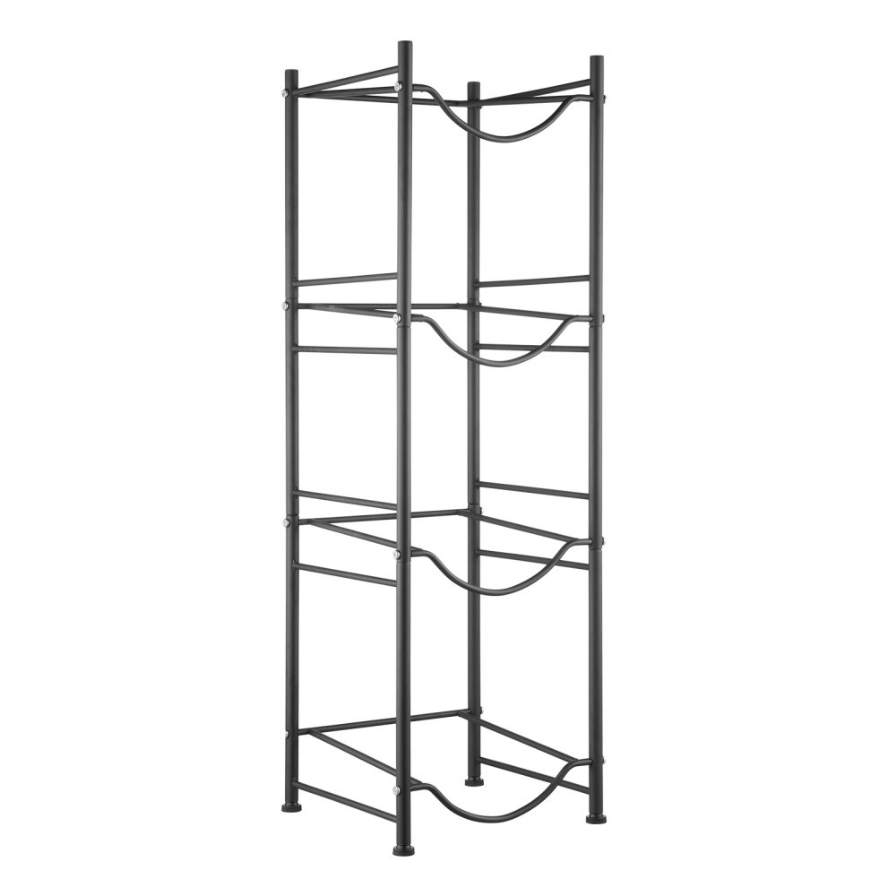 VEVOR 4 Tiers Water Jug Holder, 5 Gallon Water Bottle Holder, Single Row Water Bottle Rack for 4 Bottles, Heavy Duty Water Jug Rack for Kitchen, Office, Living Room, Black