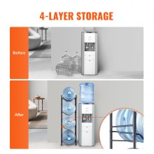 VEVOR 4 Tiers Water Jug Holder Single Row Water Bottle Rack for 4 Bottles, Heavy Duty Water Dispenser Rack with 4 Slots for Gallon Jugs, Detachable Water Storage Shelf Organizer for Home Living Room Office, Black