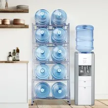 VEVOR 5-Tier Water Jug Holder Double Row Water Jug Rack 10 Bottles Silver Gray