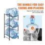 VEVOR 3 Tiers Water Jug Holder, 5 Gallon Water Bottle Holder, Single Row Water Bottle Rack for 3 Bottles, Heavy Duty Water Jug Rack for Kitchen, Office, Living Room, Black
