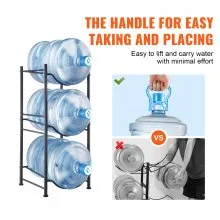 VEVOR 3 Tiers Water Jug Holder Single Row Water Bottle Rack for 3 Bottles Black