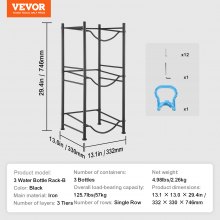 VEVOR - Soporte para jarra de agua de 3 niveles, soporte para botellas de una sola fila, color negro