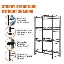 VEVOR 4 Tiers Water Jug Holder Double Row Water Bottle Rack for 8 Bottles Black