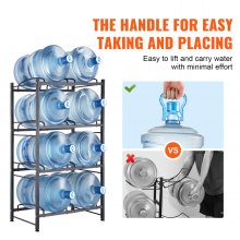 VEVOR 4 Tiers Water Jug Holder Double Row Water Bottle Rack for 8 Bottles Black