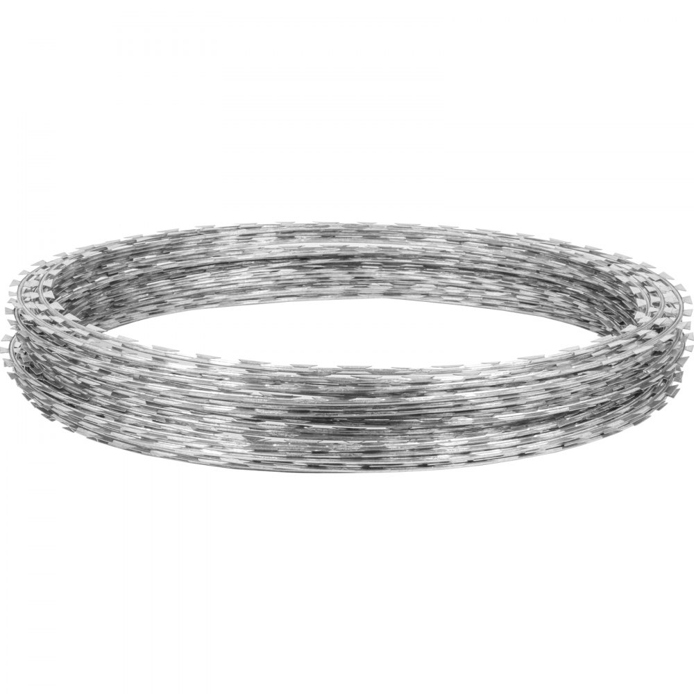 VEVOR Razor Wires, 246ft Razor Barbed Wire 5 Coils Per Roll, Razor Wire Fencing Razor Fence, Razor Ribbon Barbed Wire Galvanized Steel Razor Wire Fence, Rolls Razor Useful Protection for Garden