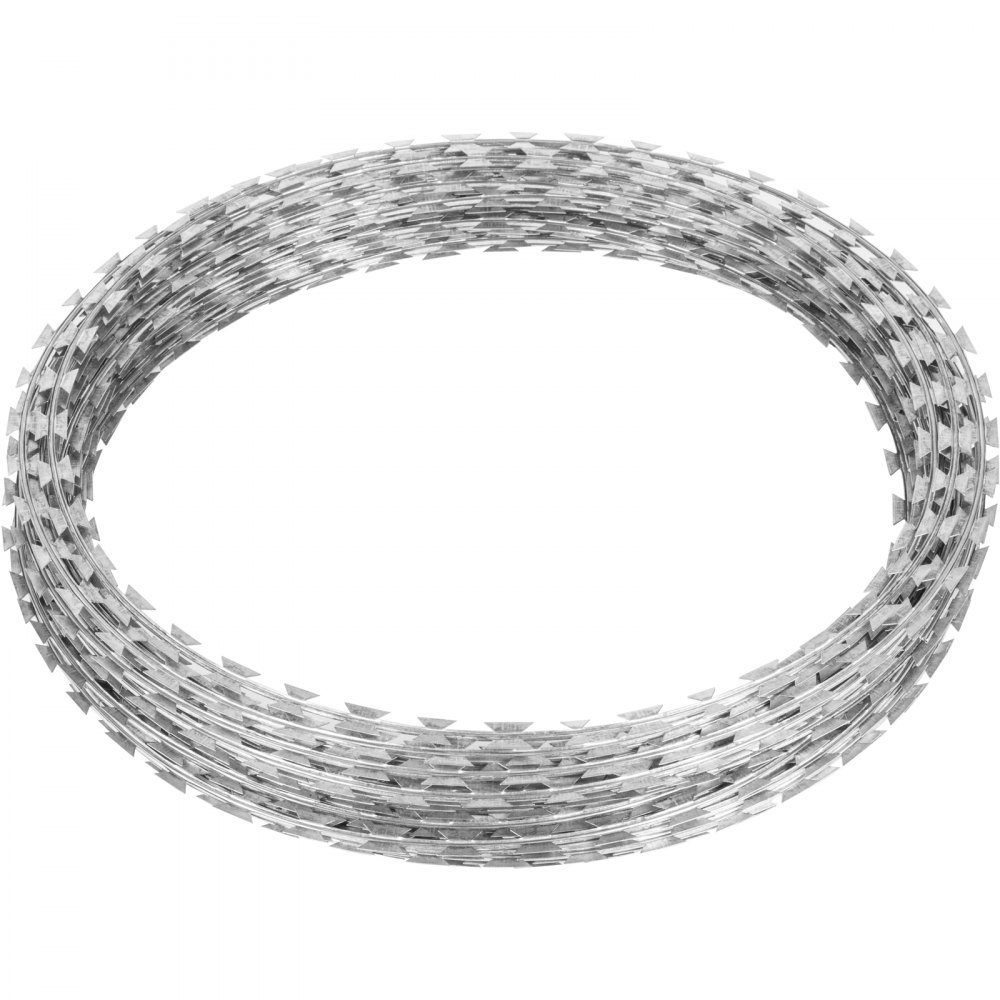 VEVOR Razor Wires, 246ft Razor Barbed Wire 5 Coils Per Roll, Razor Wire Fencing Razor Fence, Razor Ribbon Barbed Wire Galvanized Steel Razor Wire Fence, Rolls Razor Useful Protection for Garden