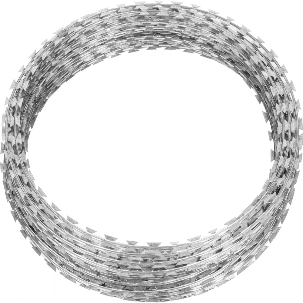 VEVOR Razor Wires, 246ft Razor Barbed Wire 5 Coils Per Roll, Razor Wire Fencing Razor Fence, Razor Ribbon Barbed Wire Galvanized Steel Razor Wire Fence, Rolls Razor Useful Protection for Garden
