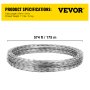 VEVOR Razor Wires, 246ft Razor Barbed Wire 5 Coils Per Roll, Razor Wire Fencing Razor Fence, Razor Ribbon Barbed Wire Galvanized Steel Razor Wire Fence, Rolls Razor Useful Protection for Garden