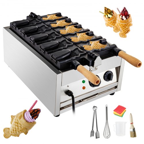 VEVOR Commercial Taiyaki Maker 5Pcs Electric Nonstick Taiyaki Machine 3000W Japanese Waffle Maker Ice Cream Taiyaki Maker for Restaurant Home Use