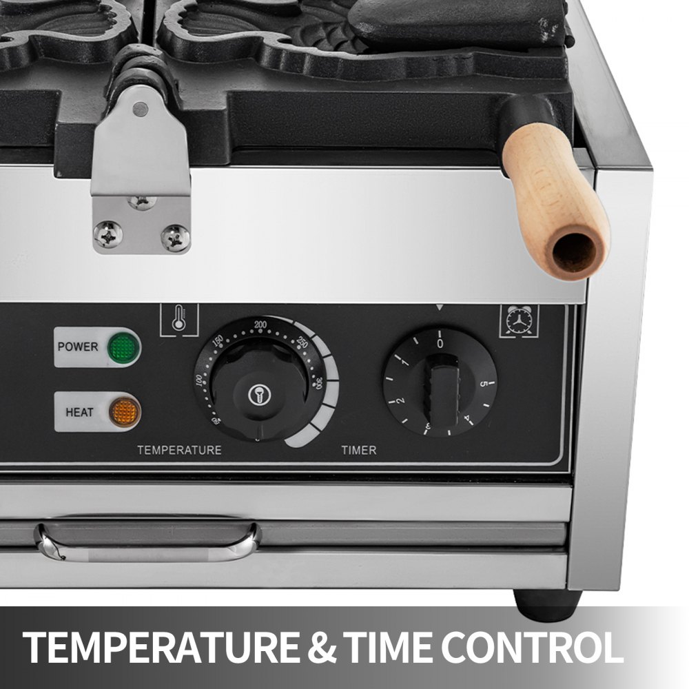 VEVOR Commercial Taiyaki Maker 5Pcs Electric Nonstick Taiyaki Machine 3000W Japanese Waffle Maker Ice Cream Taiyaki Maker for Restaurant Home Use