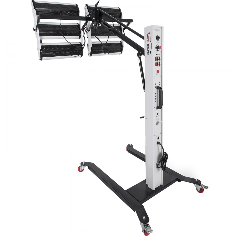 VEVOR Lámpara de curado de pintura 6000W Lámpara de reparación de carrocería infrarroja para hornear Calentador infrarrojo de onda corta de 110V Cabina de pulverización de luz de calefacción de 6000W con estructura de soporte