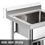 VEVOR Handmade Sink Non-magnetic Stainless Steel Kitchen Sink Hand Made 1 Compartment 44.4 x 41.9 x 25.4 cm Capacity Huge Tub Sink for Farmhouse Cafe Shop Hospital