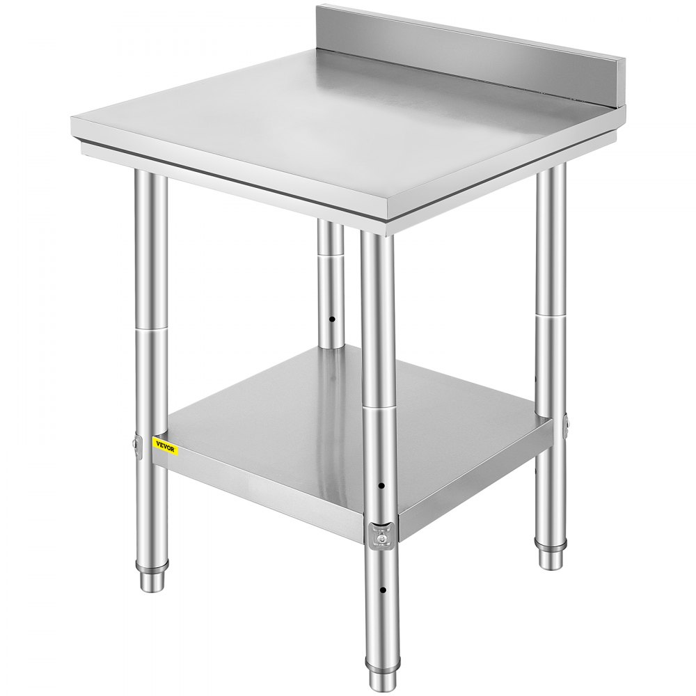 VEVOR-arbetsbord 24 x 24 x 34 tum NSF-arbetsbord i rostfritt stål för kommersiellt kök Prep-arbetsbänk 60X60X88cm med nedre hyllan Arbetsbord Silverfärgat för kommersiellt kök Restaurang