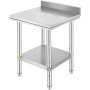 VEVOR-arbejdsbord 24 x 24 x 34 tommer NSF-arbejdsbord i rustfrit stål til kommercielt køkken Prep-arbejdsbord 60X60X88 cm med nederste hylde Arbejdsbord Sølvfarvet til kommercielt køkken Restaurant