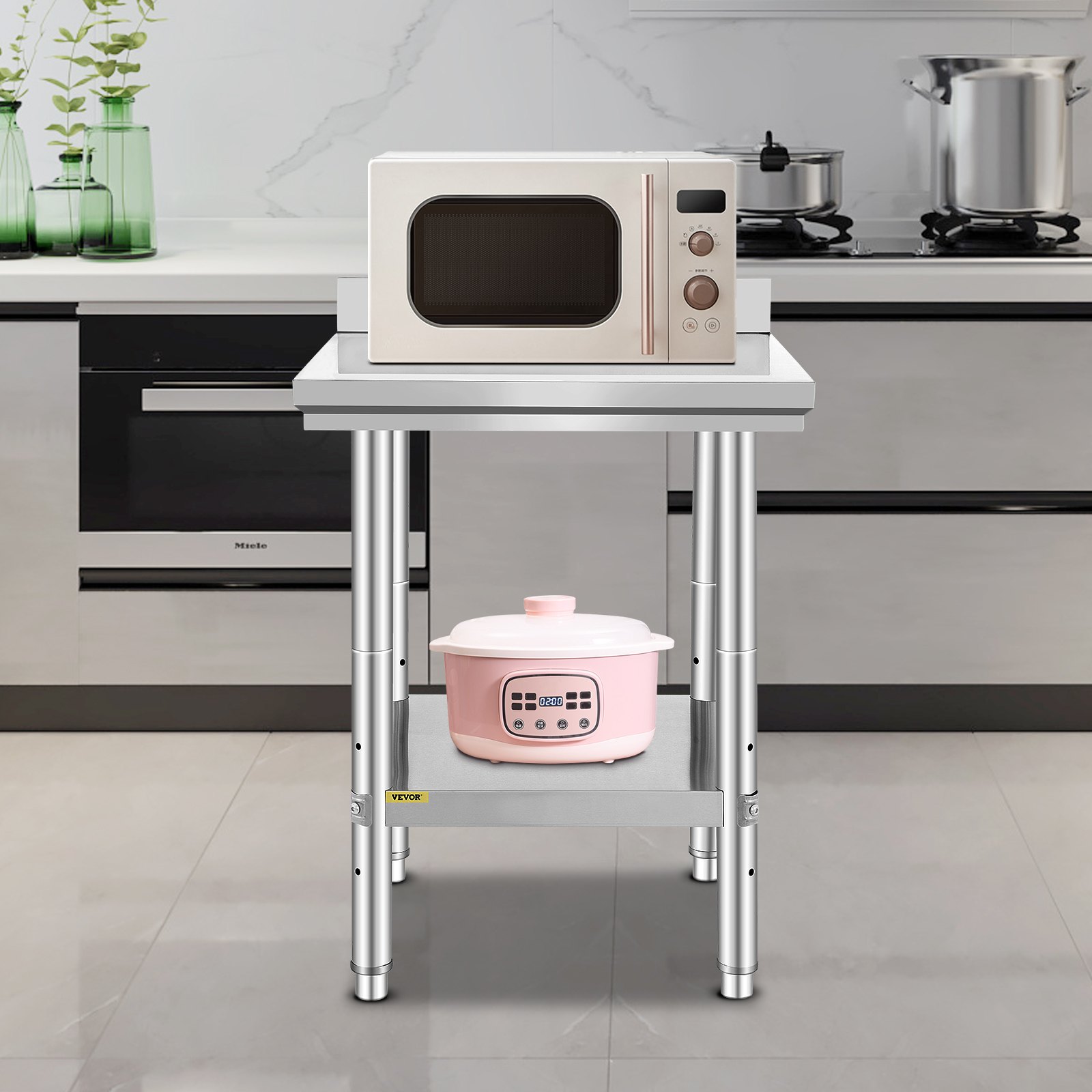 VEVOR 600x600mm Stainless Steel Kitchen Work Bench Food Prep Catering Table