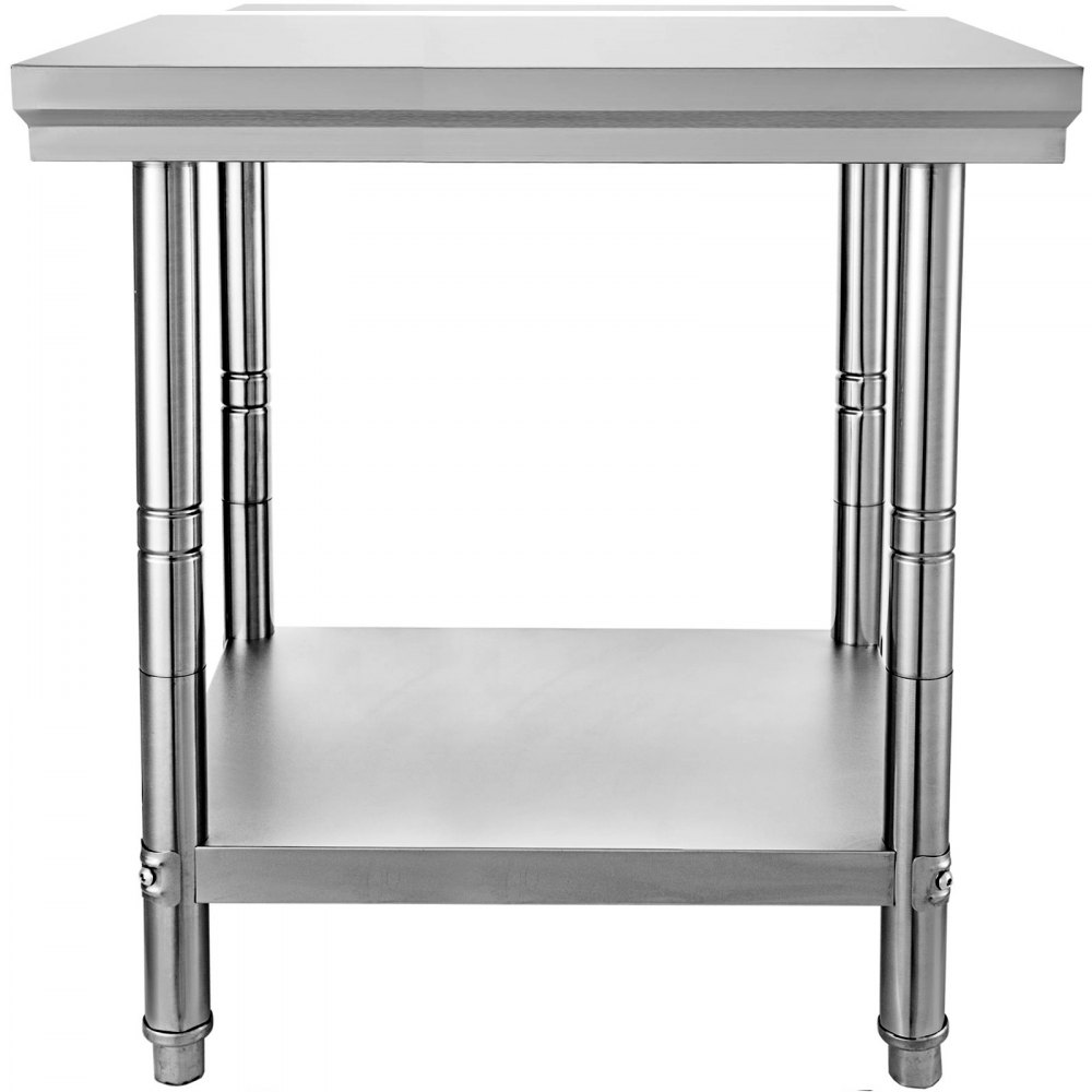 VEVOR Stainless Steel Prep Table, 24 x 30 x 31 Inch, 700 lbs Load Capacity, Heavy Duty Metal Worktable with 3 Adjustable Height Levels, Commercial Workstation for Kitchen Garage Restaurant Backyard