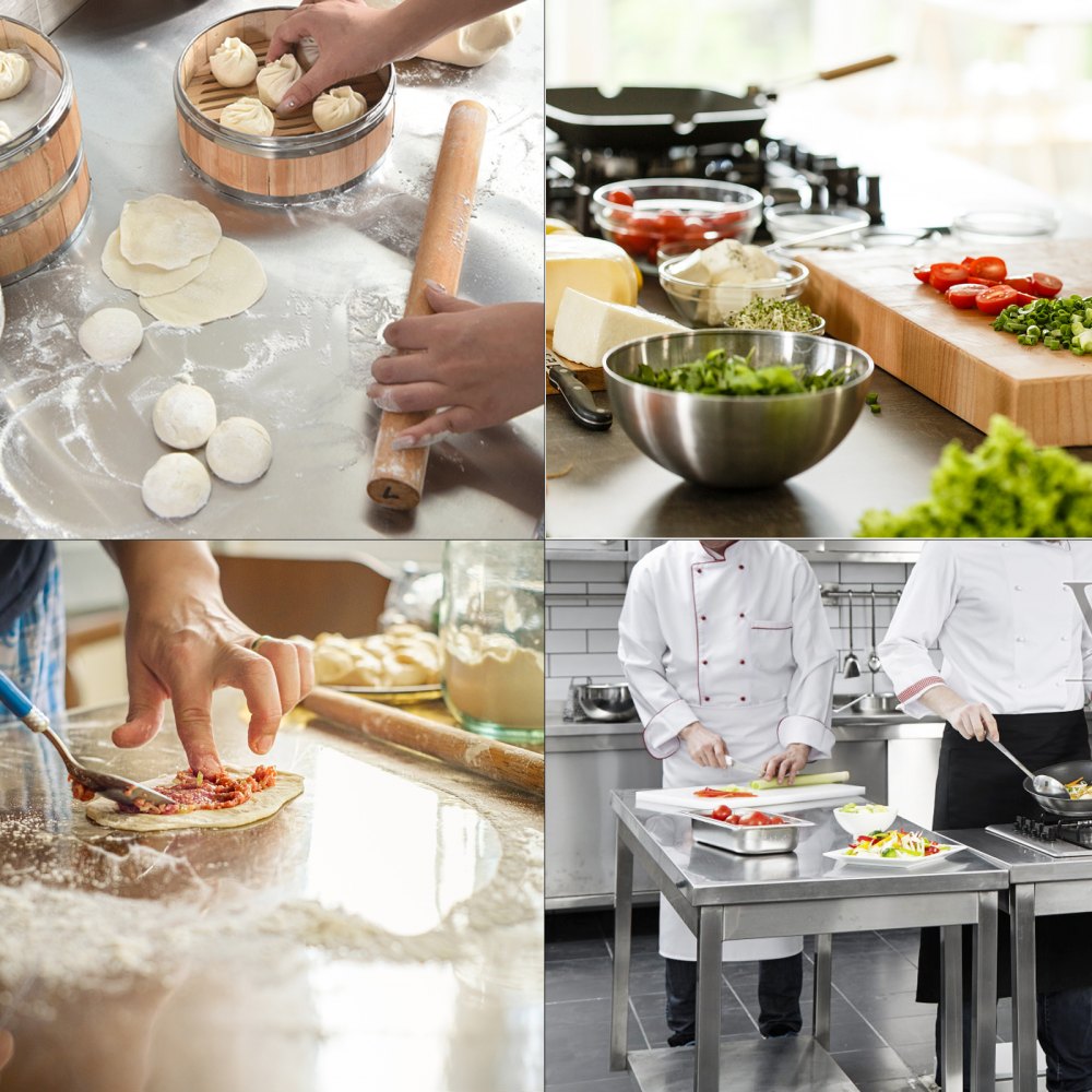 VEVOR Stainless Steel Prep Table, 24 x 30 x 31 Inch, 700 lbs Load Capacity, Heavy Duty Metal Worktable with 3 Adjustable Height Levels, Commercial Workstation for Kitchen Garage Restaurant Backyard