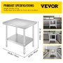 Stainless Steel Commercial Kitchen WORK TABLE 610x762mm
