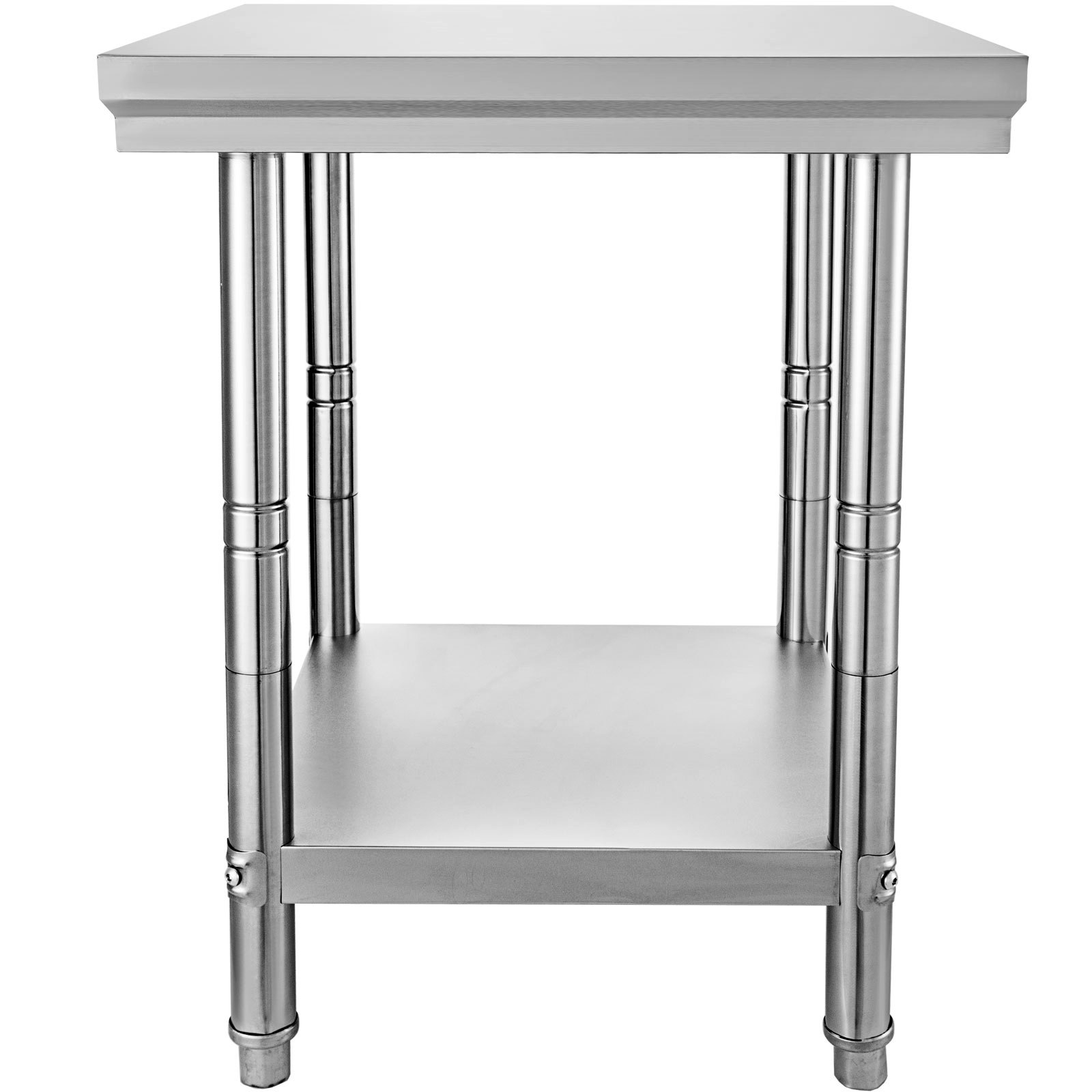 VEVOR Stainless Steel Prep Table, 24 x 30 x 31 Inch, 700 lbs Load Capacity, Heavy Duty Metal Worktable with 3 Adjustable Height Levels, Commercial Workstation for Kitchen Garage Restaurant Backyard
