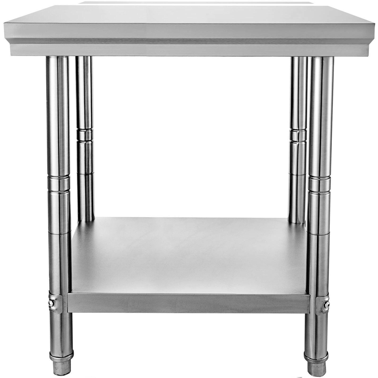 VEVOR Stainless Steel Prep Table, 24 x 30 x 31 Inch, 700 lbs Load Capacity, Heavy Duty Metal Worktable with 3 Adjustable Height Levels, Commercial Workstation for Kitchen Garage Restaurant Backyard
