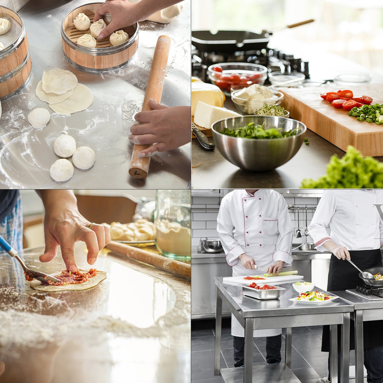 VEVOR Stainless Steel Prep Table, 24 x 30 x 31 Inch, 700 lbs Load Capacity, Heavy Duty Metal Worktable with 3 Adjustable Height Levels, Commercial Workstation for Kitchen Garage Restaurant Backyard