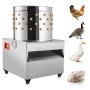 VEVOR chicken poultry plucker with stainless steel drum and rubber fingers on wheels.