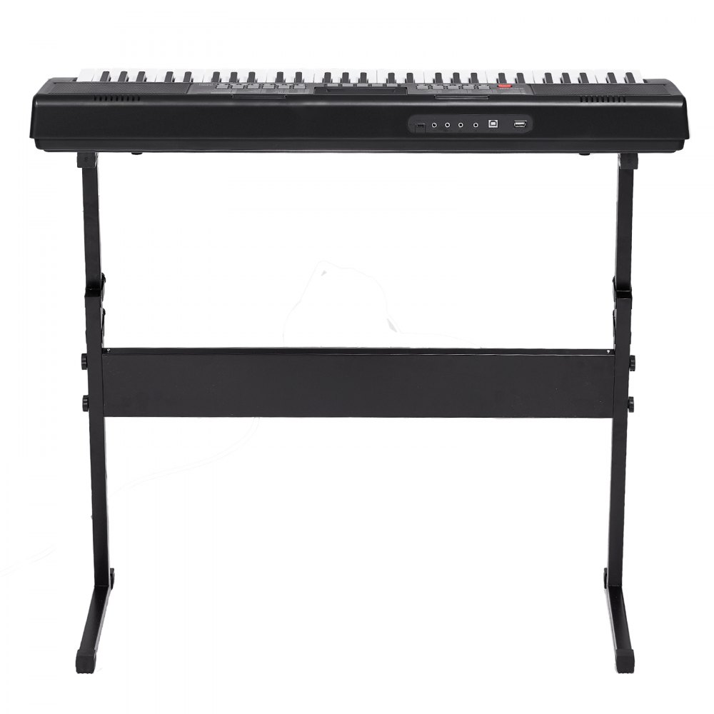 VEVOR 61 tangenters digitalt keyboardklaver, oplyste tangenter, elektrisk bærbart klaver med justerbar stativ, 600 toner, 500 rytmer, indbyggede højttalere, sustainpedal, hovedtelefoner, USB MIDI til begyndere