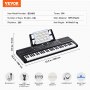 VEVOR 61 tangenter digital keyboard Piano elektrisk bärbar 200 toner 200 rytmer