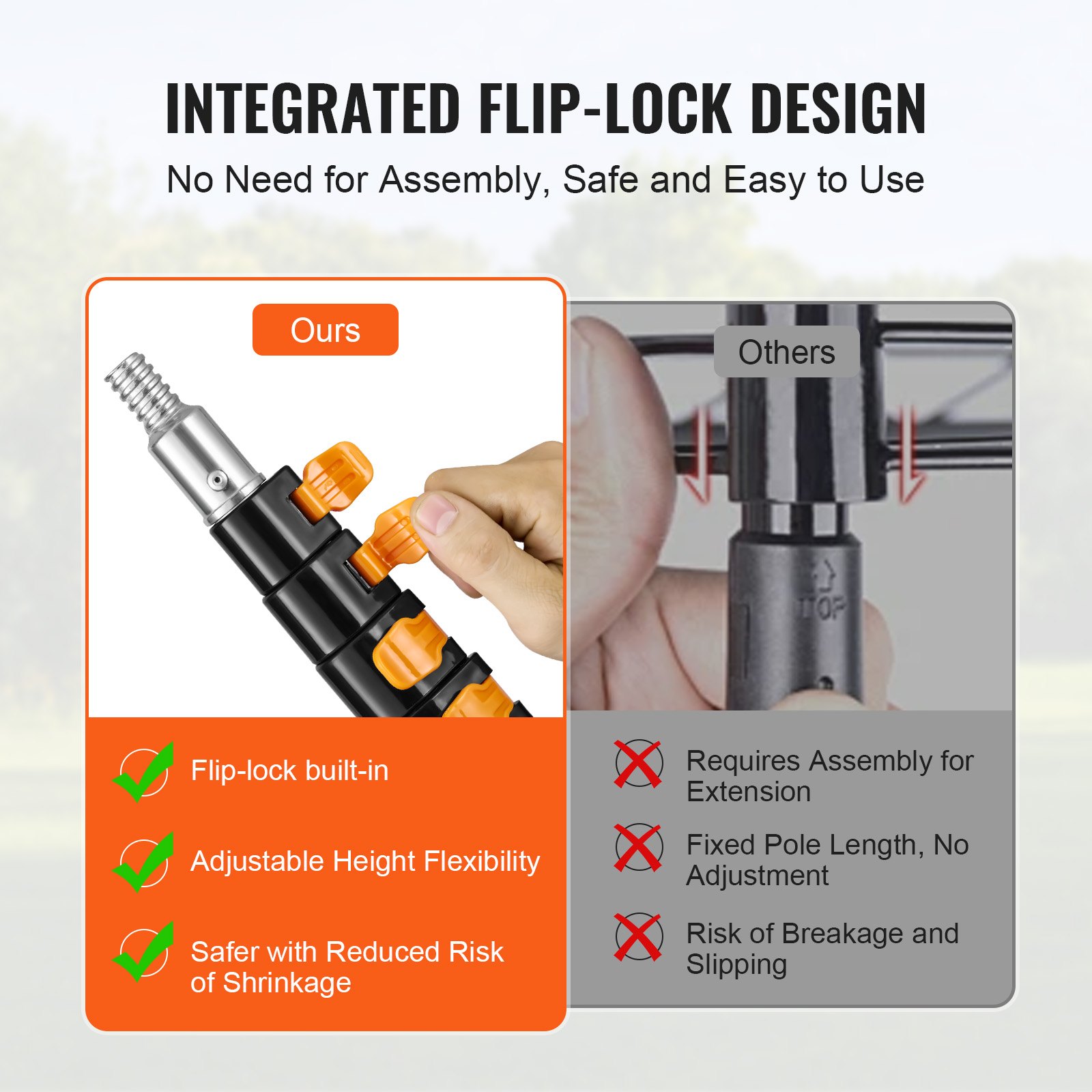VEVOR Telescoping Pole, 6 to 24 FT Pole, Extension Multi-Purpose Pole, Sturdy Aluminum Alloy Paint Extendable Pole with Flip-Lock Design, Telescopic Pole for Painting, Dusting and Cleaning