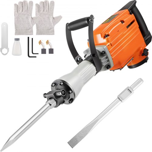VEVOR Electric Demolition Hammer 1500W Electric Jack Hammer Breaker 65A Demolition Hammer med 360° roterande ergonomiskt handtag för betong
