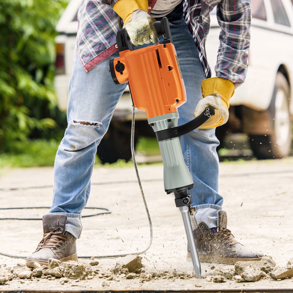 VEVOR Electric Demolition Hammer 1500W Electric Jack Hammer Breaker 65A Demolition Hammer Drill with 360° Rotary Ergonomic Handle for Concrete