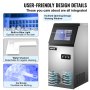 VEVOR 110V Commercial Ice Maker 120LBS/24H with 22LBs Storage Ice Maker Machine Stainless Steel Portable Automatic Ice Machine with Scoop and Connection Hoses Perfect for Restaurants Bars Cafe